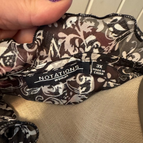 Notations Sheer Front Tie Blouse 3x - Picture 3 of 4